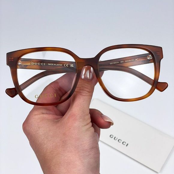 Gucci GG1305OA 003 Eyeglasses Havana Crystal Square Women - Picture 1 of 14